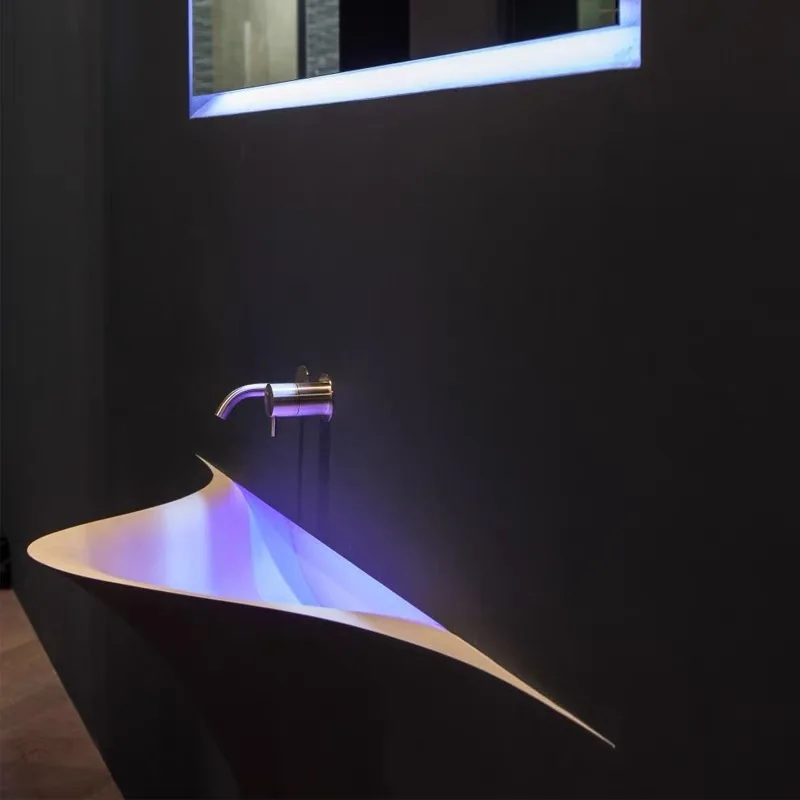 Unique Art Design Wall Hung Artificial Stone Wash Basin Acrylic Solid ...