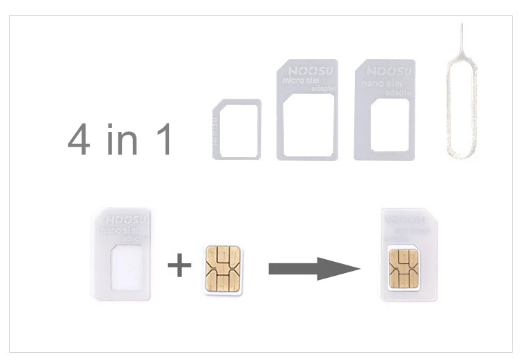 4 in 1 Nano SIM Card to Micro Standard Adapter for IPhone Cell Phone Kit Eject Pin Opening Removal Key Pin Tool Replacement