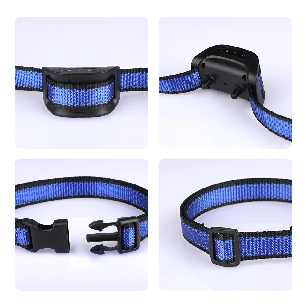 Anti Bark Dog Collar Blue Battery Operated Dog No Bark Shock Collar