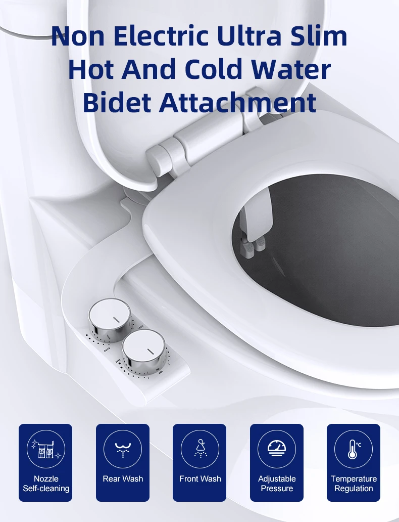 OEM/ODM Hot and Cold Water Toilet Bidet Seat Shattaf Bidet Sprayer Non Electric Bidet Toilet Attachment For Toilet details