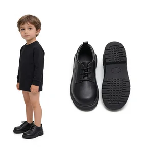 Babyhappy Factory Custom High Quality Kid Leather School Shoes Children's Black School Shoes for Unisex Boys Girls