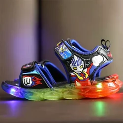 Wholesale custom fashion comfortable boys' shoes with LED flashing lights and soft plastic badges