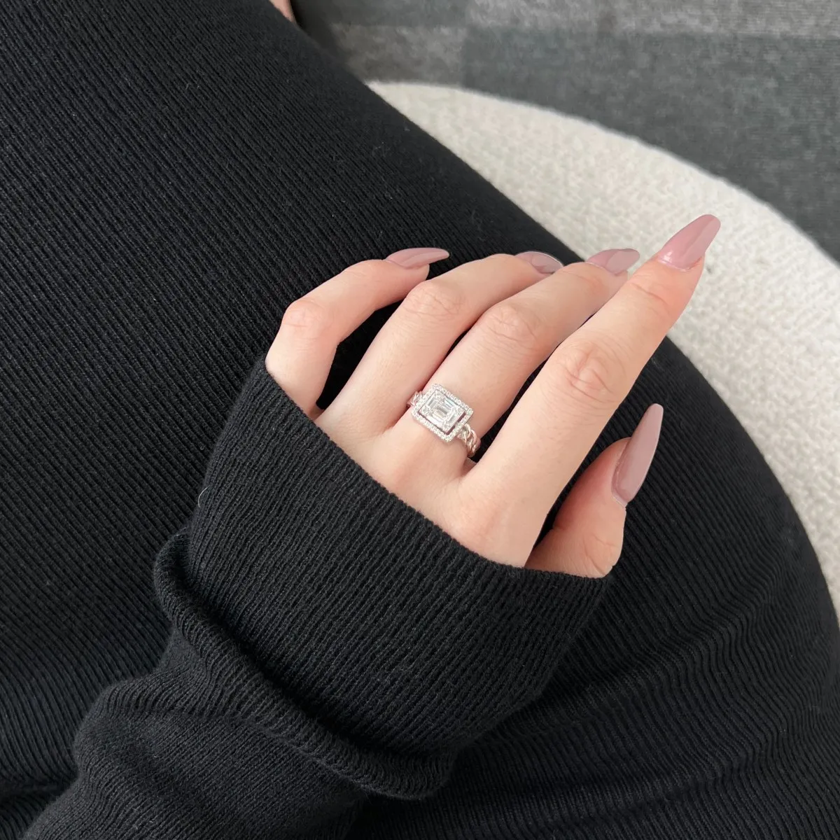 KAKODIY new trend rhodium plated geometric cubic zirconia adjustable open ring women's bridal ring jewelry ring party gift detail 5