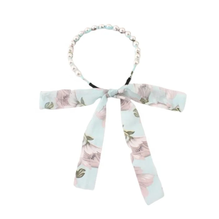 
Оптом женские плетеные повязки на голову, новая летняя лента для волос с жемчугом, Кружевной Галстук-бабочка 