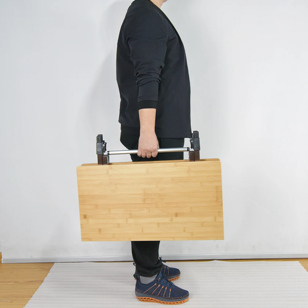 Стол для пикника из бамбука с регулируемой высотой, складной столик с алюминиевой рамкой, походный складной