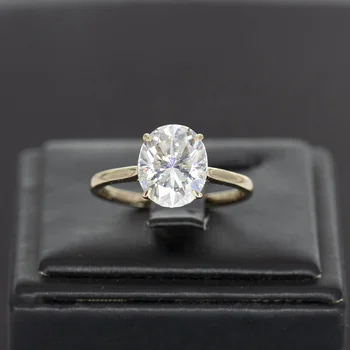 5.0 Carat Moissanite Rings Oval Cut Diamond Engagement Ring 14k Solid Wedding Band Rings Bridal Jewelry