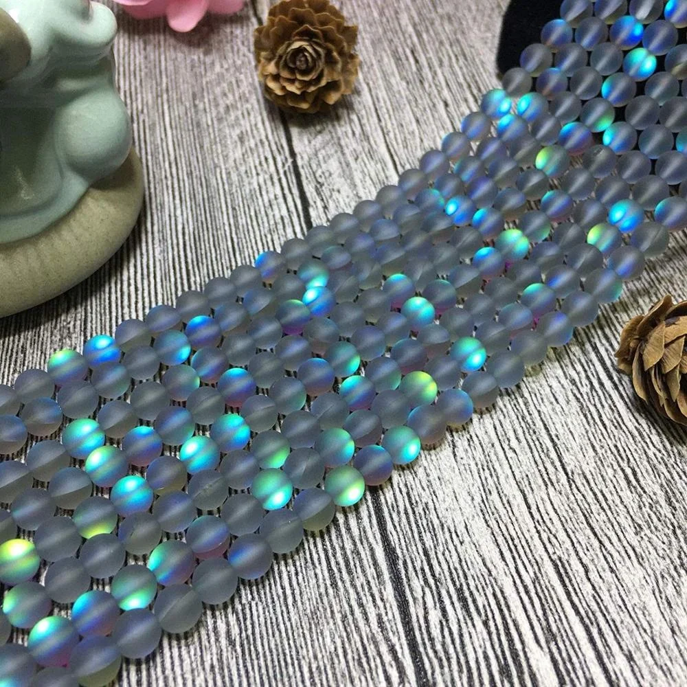 Natural 10mm Gleamy Rainbow Moonstone Round Gems Loose Beads 15''Strand AAA 