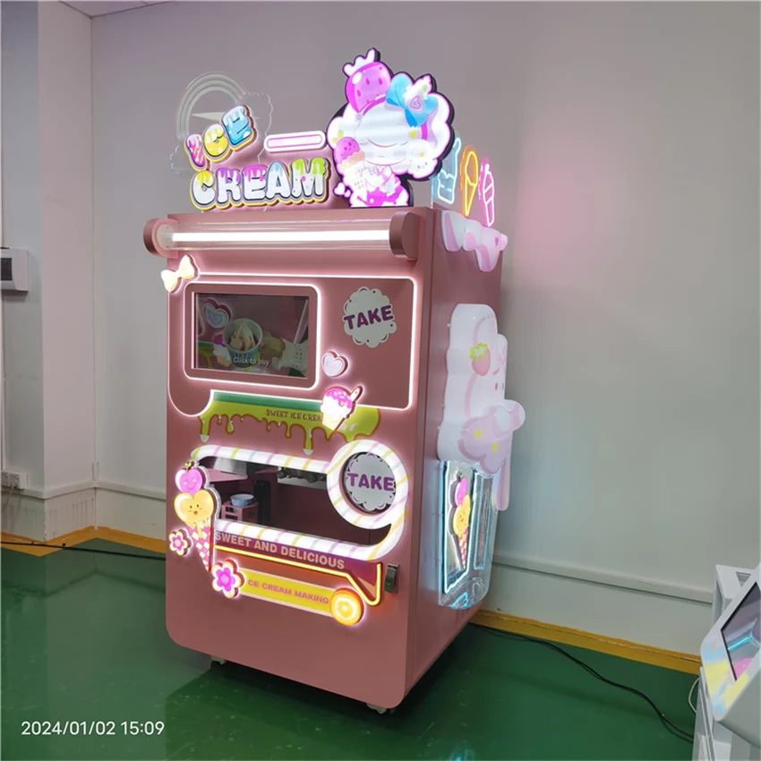 Self Service Order bar Fully Automatic Food Dessert Sundae Smoothie Robot Yogurt Icecream Frozen Ice Cream Vending Machine