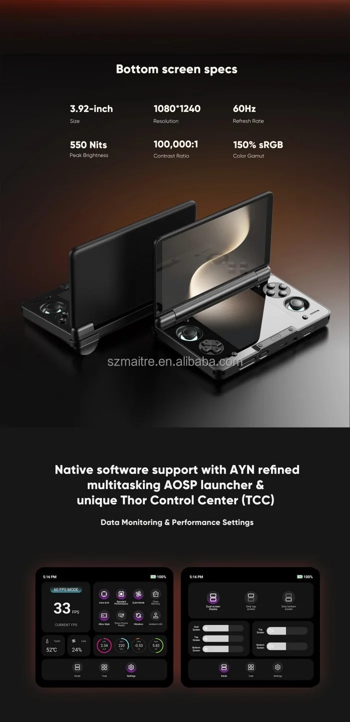 AYN Thor Max Handheld Game Machine 6 Inch Dual Screen Wi-Fi