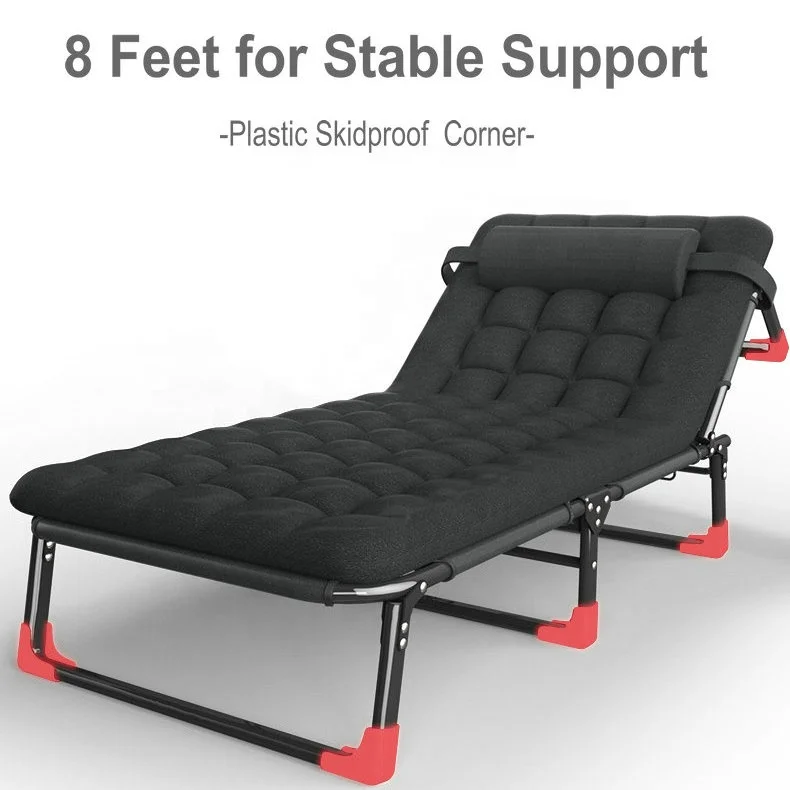 Outdoor and Indoor Portable Adjustable Multi Purpose Hospital Used Office  Iron Steel Folding Bed with Mattress