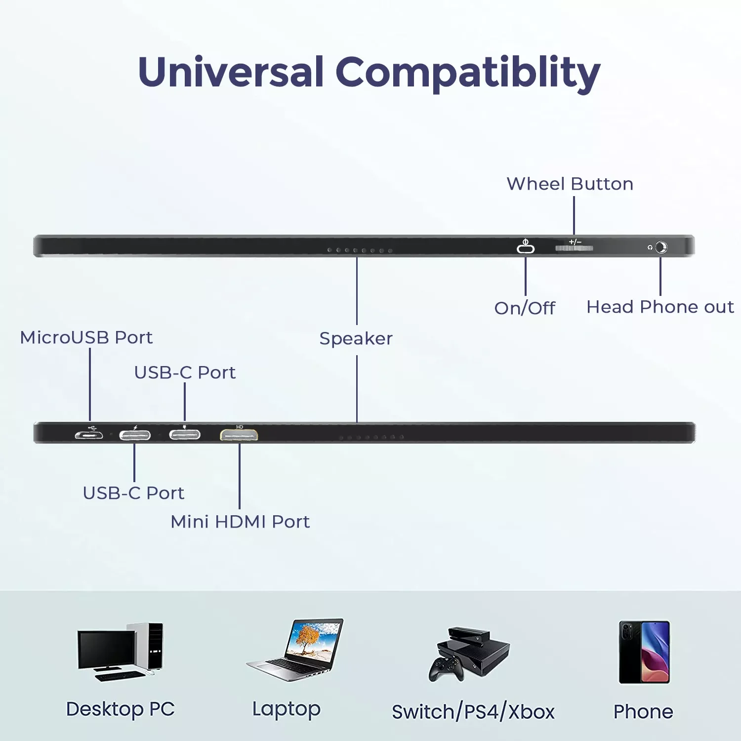 Inch Ultra Slim Portable Gaming Monitor 4K UHD HDR FreeSync - Main Image