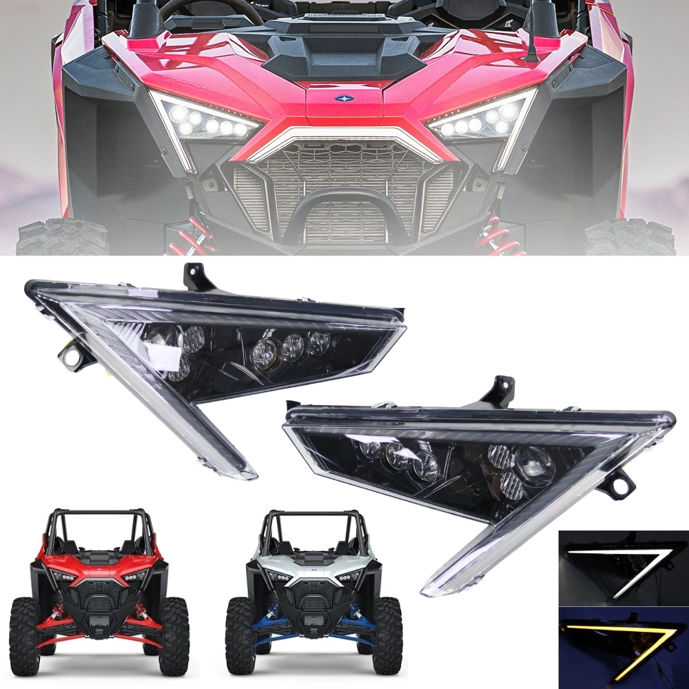 TIYPEOR LED Headlights for RZR Pro XP 2020 2021 OEM 2414538 2414539 RGB DRL Turn Signal Lights ATV UTV Headlamp manufacture