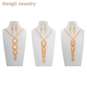 Dongli Jewelry Elegant Arabian Rose Laser-Engraved Pendant Set with Tiered Charms & Fringe Accent