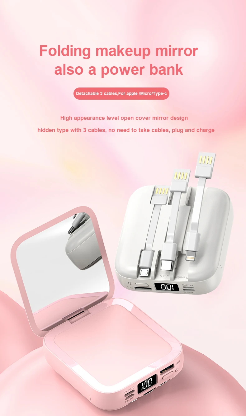 Alibaba New Led Mirror Makeup Power Bank Charger 20000mah Buy Power