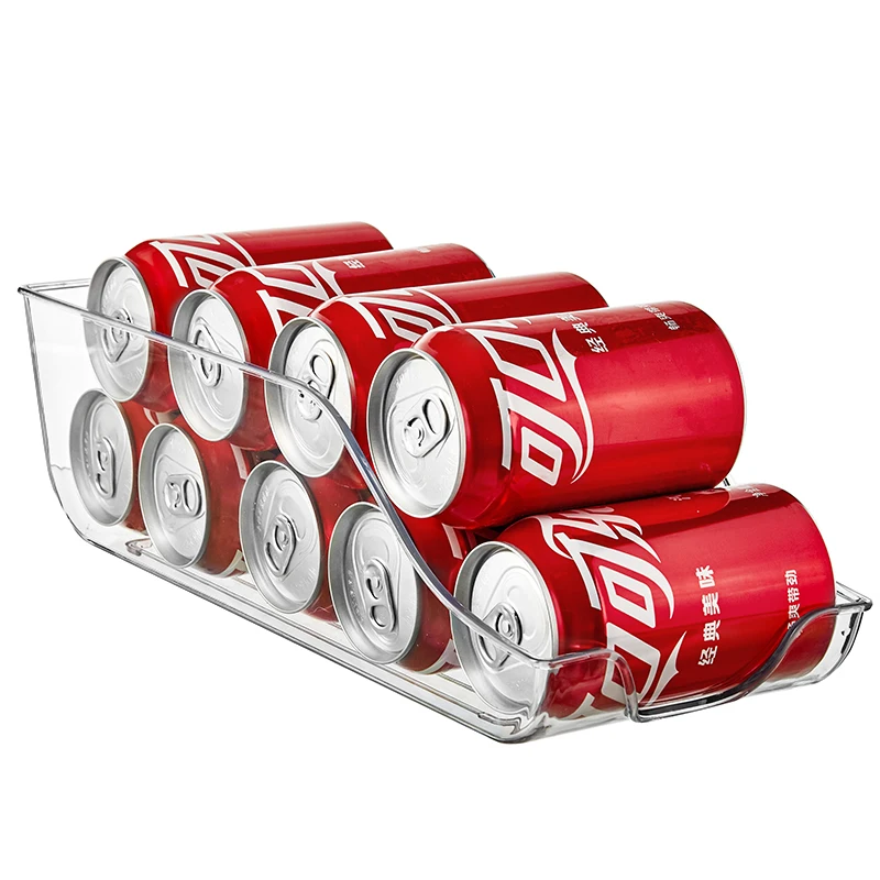 Refrigerator Organizer Bin Clear Stackable Beverage Holder Kitchen Fridge Pantry Cola Soda Can Display Rack Containers Organizer