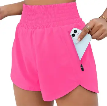3XL Wholesale Women's Running Booty Scrunch Biker Shorts Elastic High Waisted Pocket Sporty Workout Quick Dry Athletic Shorts