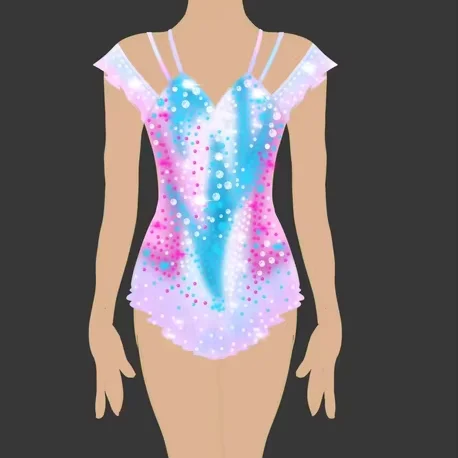 Elegant Pink Rhythmic Gymnastic Leotard Luxury Performance Uniform Printed Design Comfortable Ballroom Dress for Stage Displays