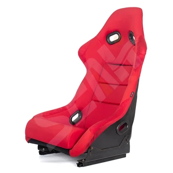 WZSEAHI Universal Sport Bucket Racing Seats With Slide Rails Red Fiberglass Seats