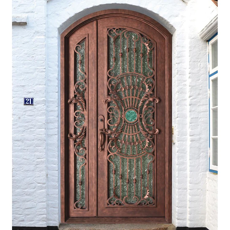 ABYAT One Big and One Small Entrance Door Exterior Front Doors Wrought Iron Door for Home