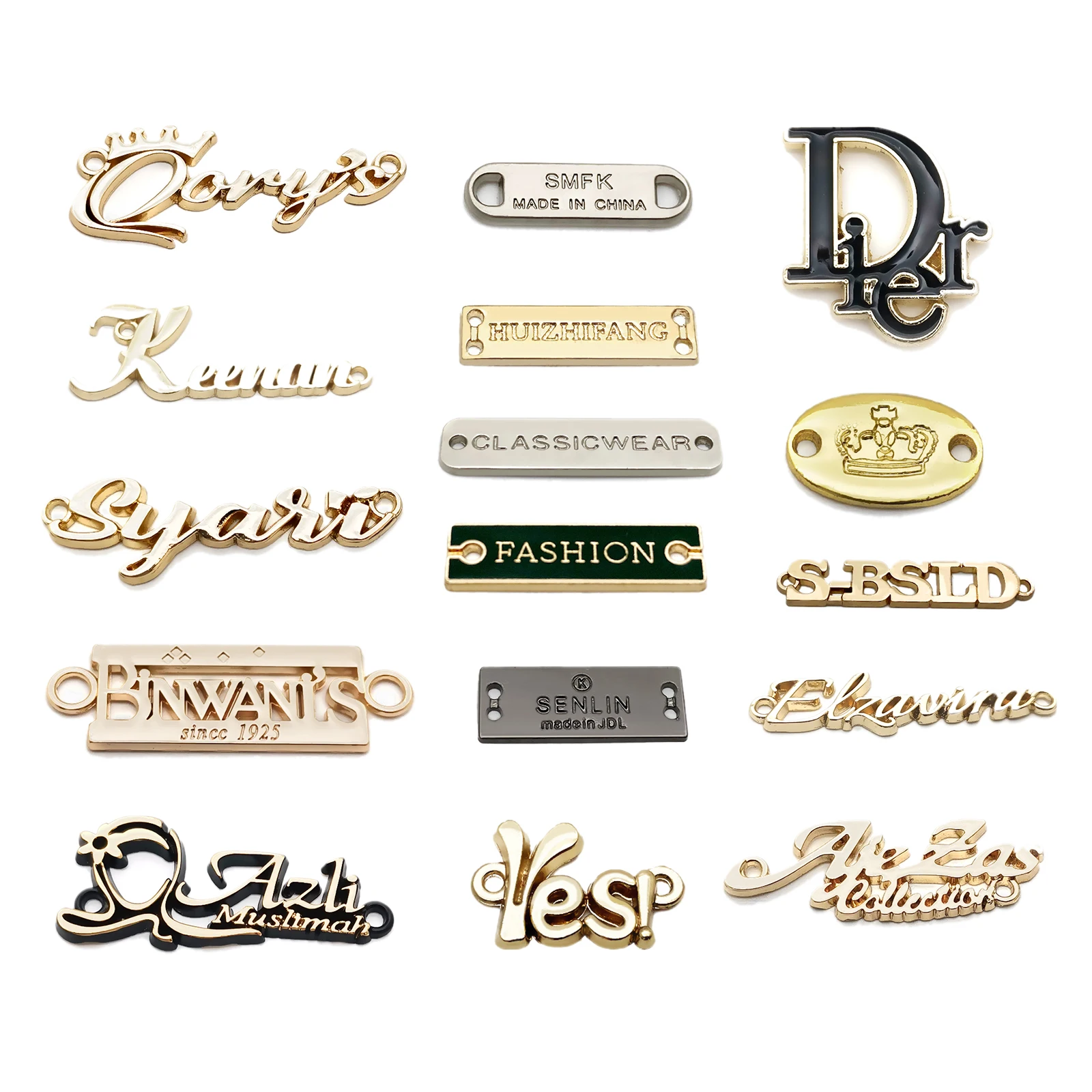High Quality Custom Brand Name Letter Engraved Plate Tag Garment Metal ...