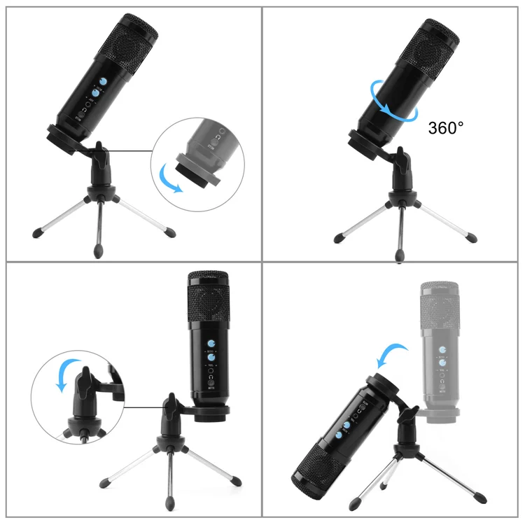 USB Shotgun Desktop Condenser Computer Laptop Recording Gaming Microphone Full Kit