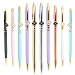 Wholesale Four-Leaf Clover Metal Ballpoint Pen Promotional Multi-Color Rotary With Custom Logo Printed for Gift Stationery