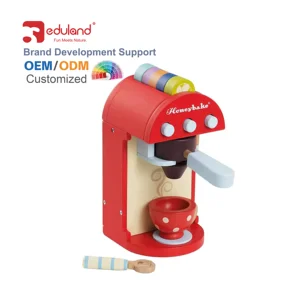 EDULAND Mini MDF Juniper Wood Coffee Maker Toy for Preschool Montessori Wooden Toy Kitchen Set DIY Kids Play for Boys and Girls