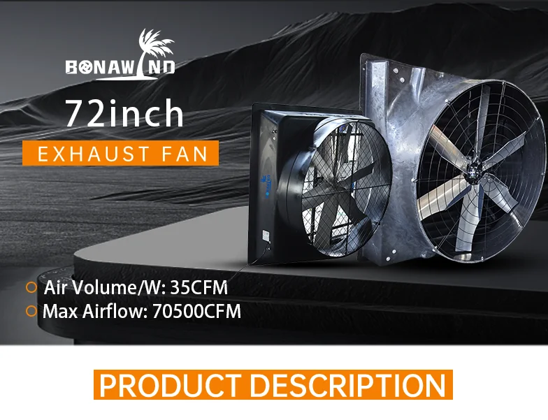 Industrial Exhaust Ventilation Fan, 72", Wall - detail 2
