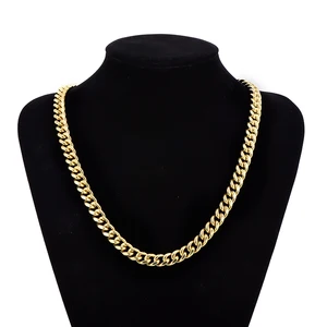 Keiyue Factory Direct 24K Gold Copper 925 Silver Men's Necklace Plated Big Cuban Link Chain with Diamond Hip Hop Style for Gift