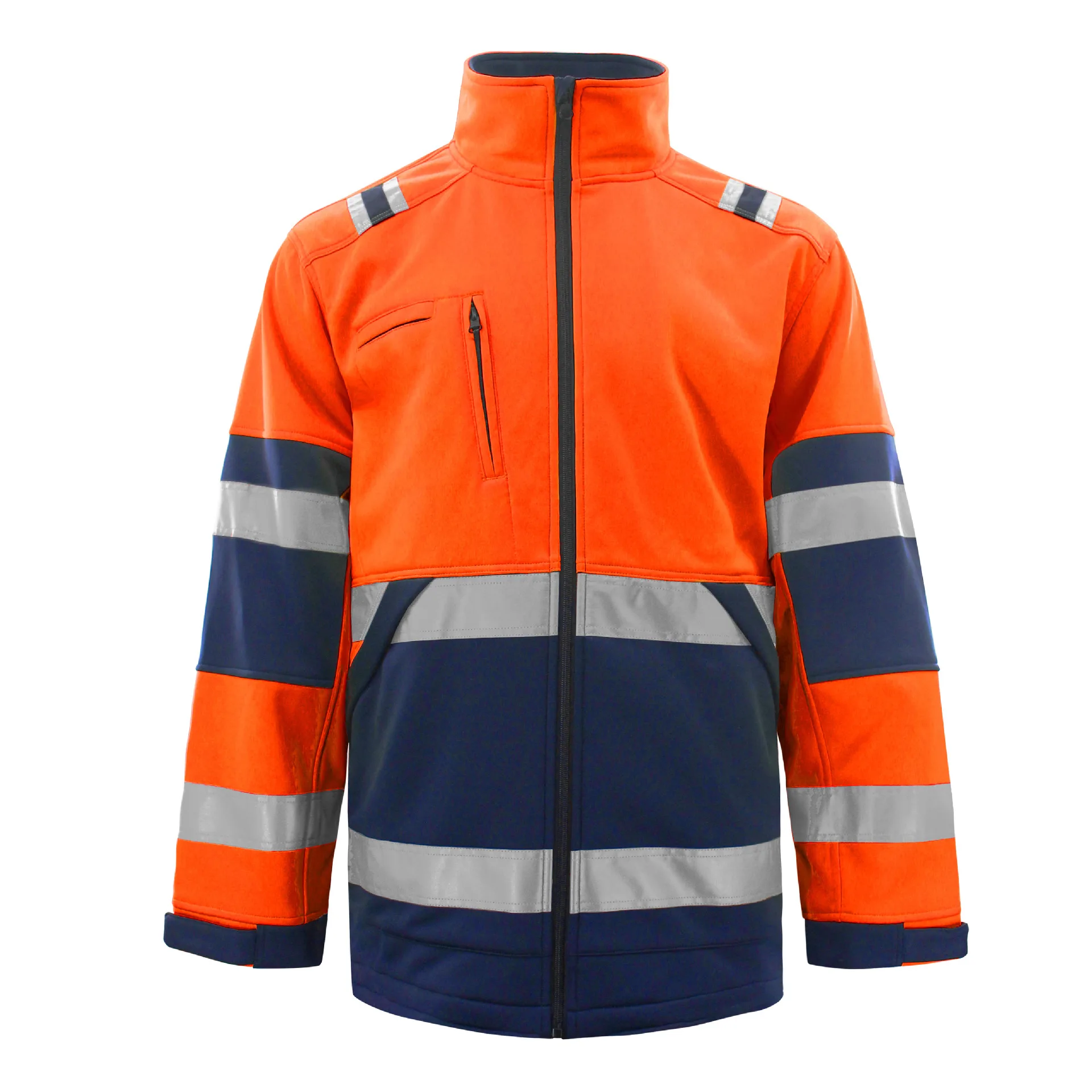 Hi-Vis Safety Polar Fleece Jacket with Reflective Tape Construction Security Hoodie Jacket factory