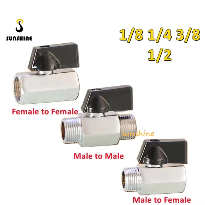 SS Pressure Washer 1/8" 1/4" 3/8" 1/2" Threaded Mini Brass Ball Valve  Male to Female Air Compressor Water Gas Shut Off Valve