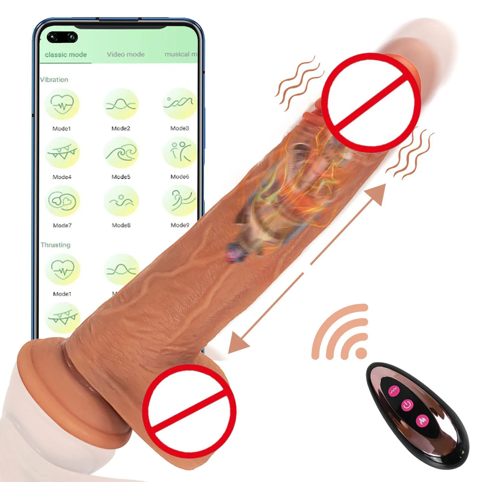 10 Vibrating Liquid Silicone Realistic Heating Thrust  Dildo Vibrator 3-Stretching Remote Control Female Sex Toy Video