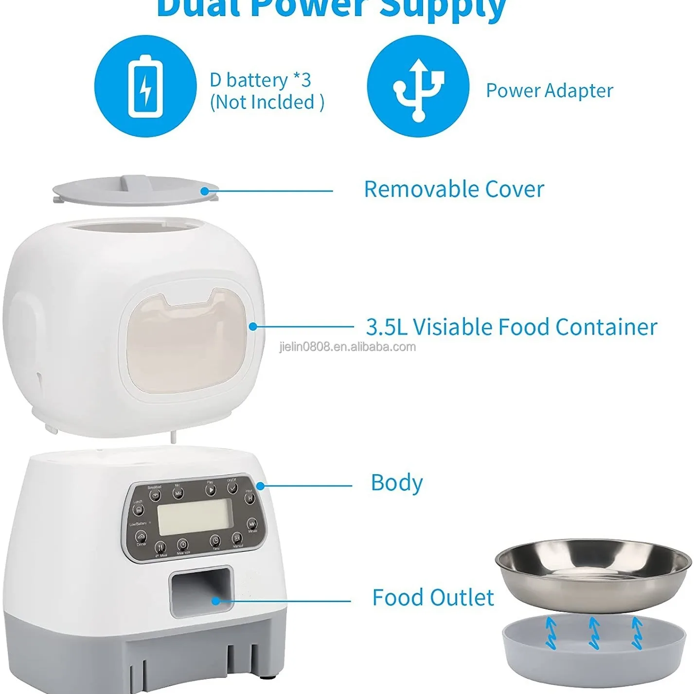 3.5l Elf Pet Feeder Automatic Feeder Fixed-point Feeder Manual Feeding ...