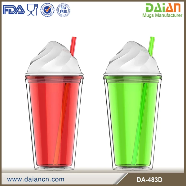 Летняя акция, пластиковый стакан с двойными стенками и логотипом на заказ, с крышкой для мороженого