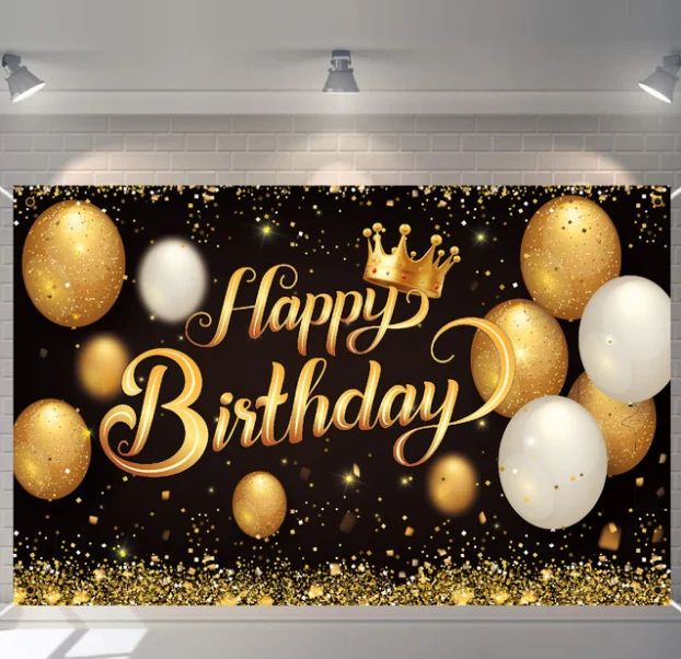 Glitter Black Gold Happy Birthday Backdrop Balloons Crown Shining Dot  Photography Background Cake Table Decoration For Adults - Buy Birthday  Party Background,Happy Birthday Party Backdrop,Happy Birthday Backdrop  Banner Product on 