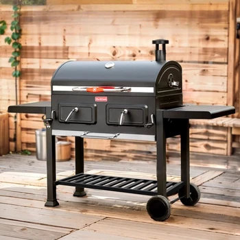 Upgraded SUS304 Charcoal BBQ Grill with Trolley, Adjustable Height