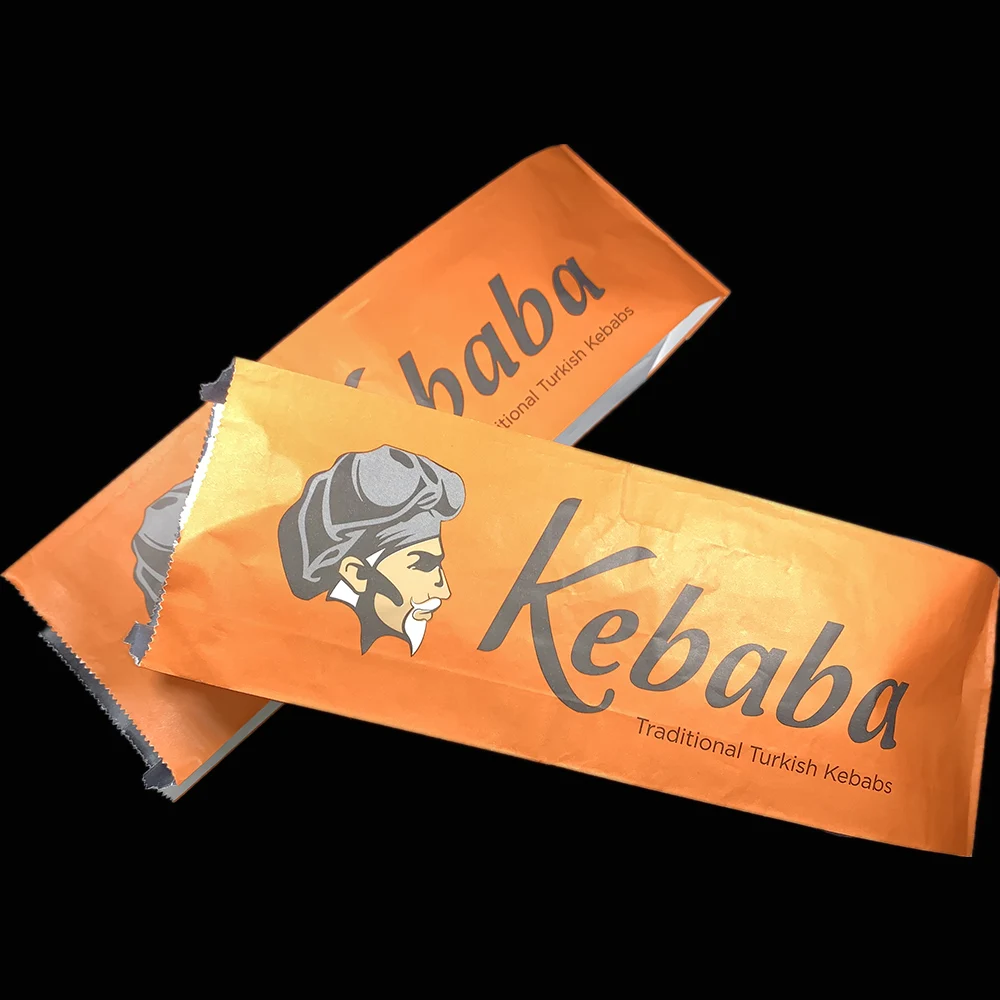 Kebab Packaging Bag Foiled Paper Bags For Take Away Food