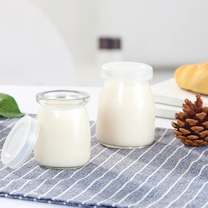 100毫升个透明迷你酸奶罐玻璃布丁罐塑料盖