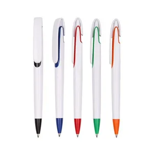 Manufacturer Supplies Plastic Eco-friendly Wide Clip Ballpoint Pens with Large Hooks Can Print Logo Advertising Pens