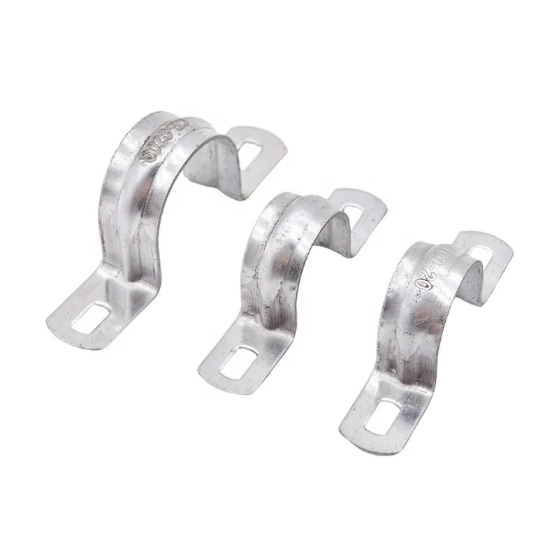 EMT Two-Hole Conduit Steel Pipe Strap Rigid Full Saddle Galvanized Steel Clip Clamp 2-Hole Electrical Mounting Strap