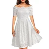 Whie floral lace bridesmaid evening gowns