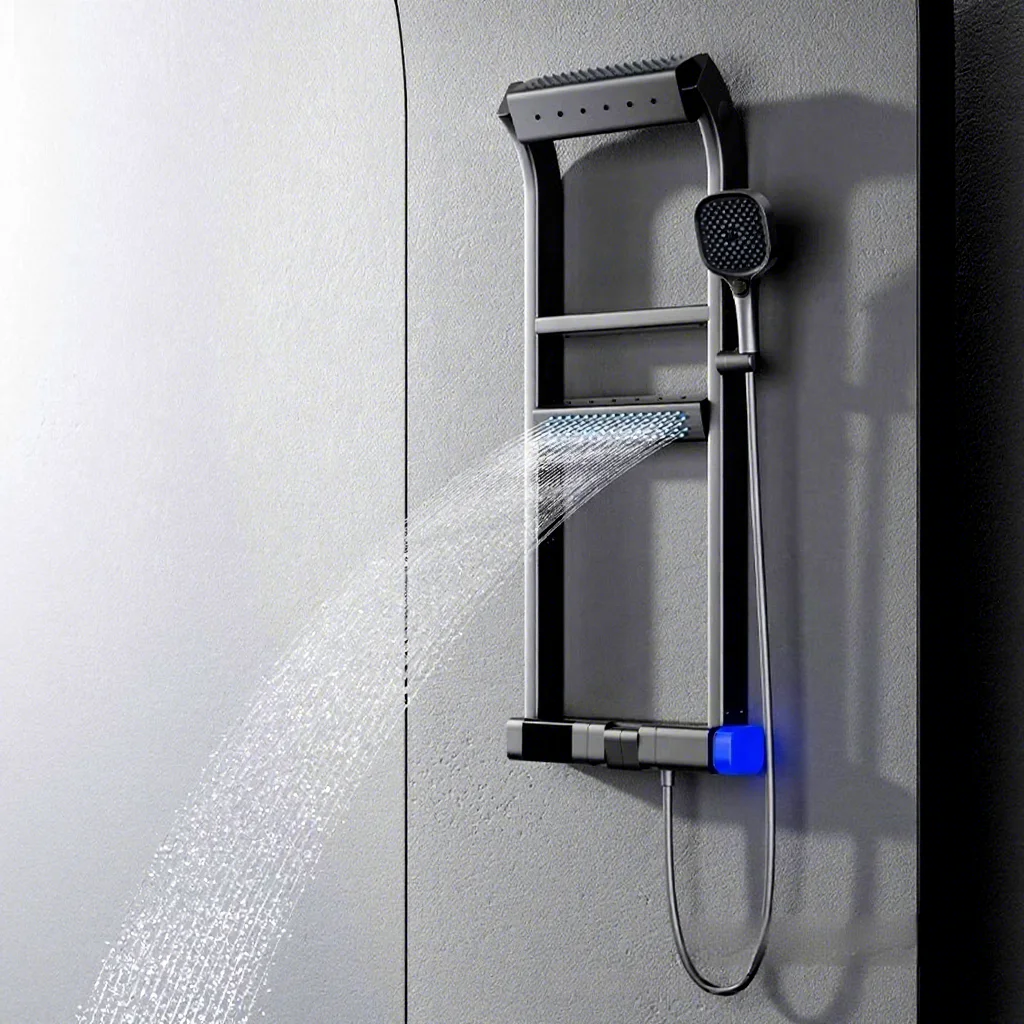 Intelligent LED Temperature Display Screen Knob Control Piano Key Shower Faucet Modern Design Copper Hotel Use Single Handle