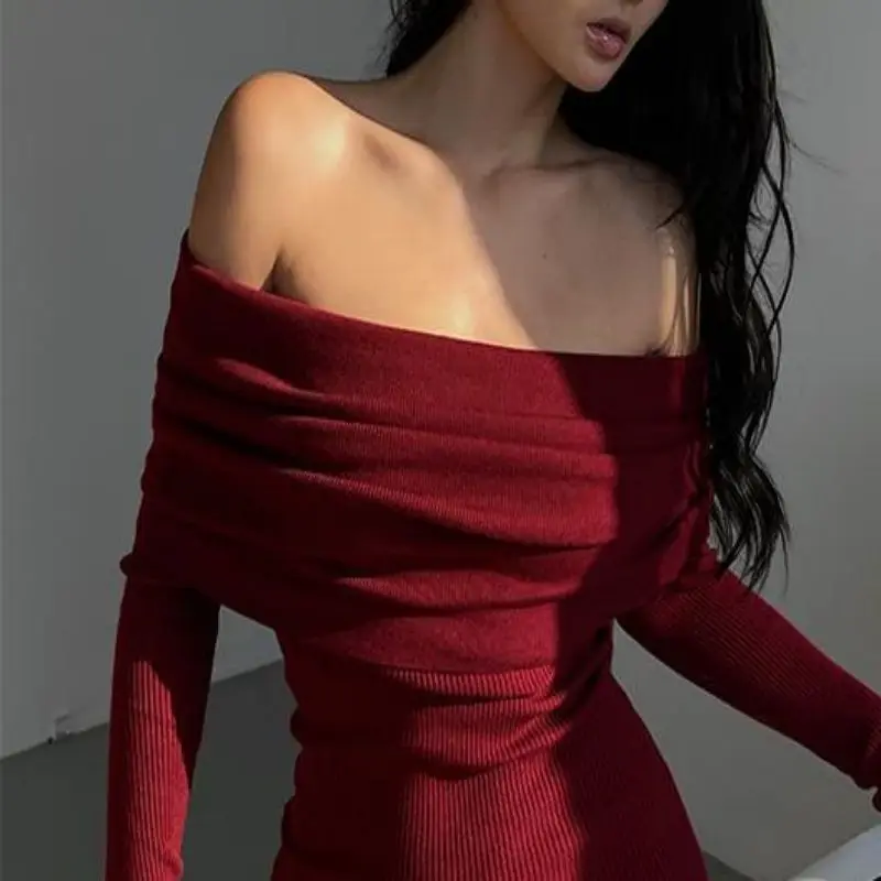Wholesale New  Elegant Sexy Off Shoulder Slim Flare Sleeve Hip Prom Birthday Dress Party Glamour Ladies Dress for Women