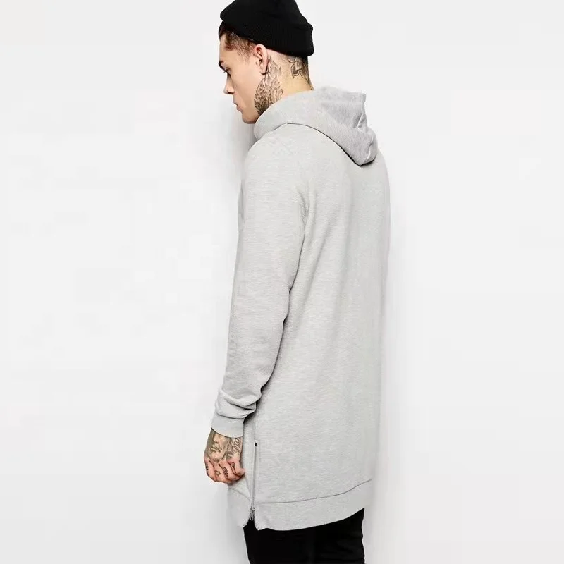 JL-12084 Men Grey Vintage Hoodie Dress Split Zipper on Side Blank Pullover Fishing Shirts Long Sleeve With Hoodie