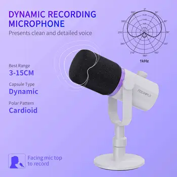 FEELWORLD PM1 Best Microphone for Live Streaming, Bulk Order Price, Custom Packaging, with Pop Filter and Gain Control detail image