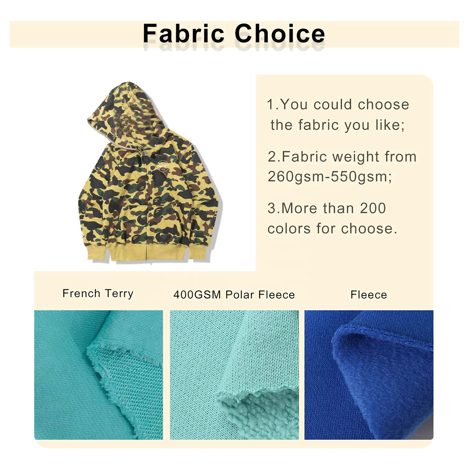 2025 Autumn Design Camouflage Print Hoodie Men’s Casual High Quality Cotton French Terry Full Face Zipper Oversize Hoodie