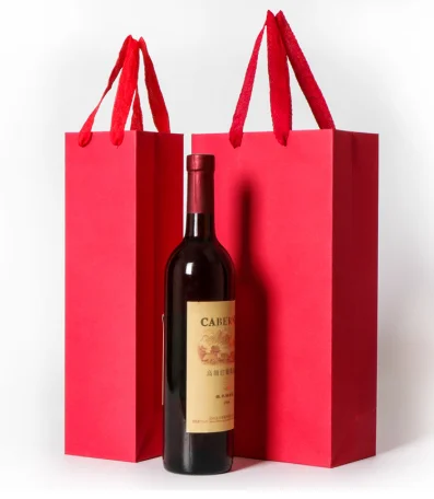 Christmas Wine Gift Bags Kraft Paper Wine Bottle Carrier Tote Champagne Gift Bag 