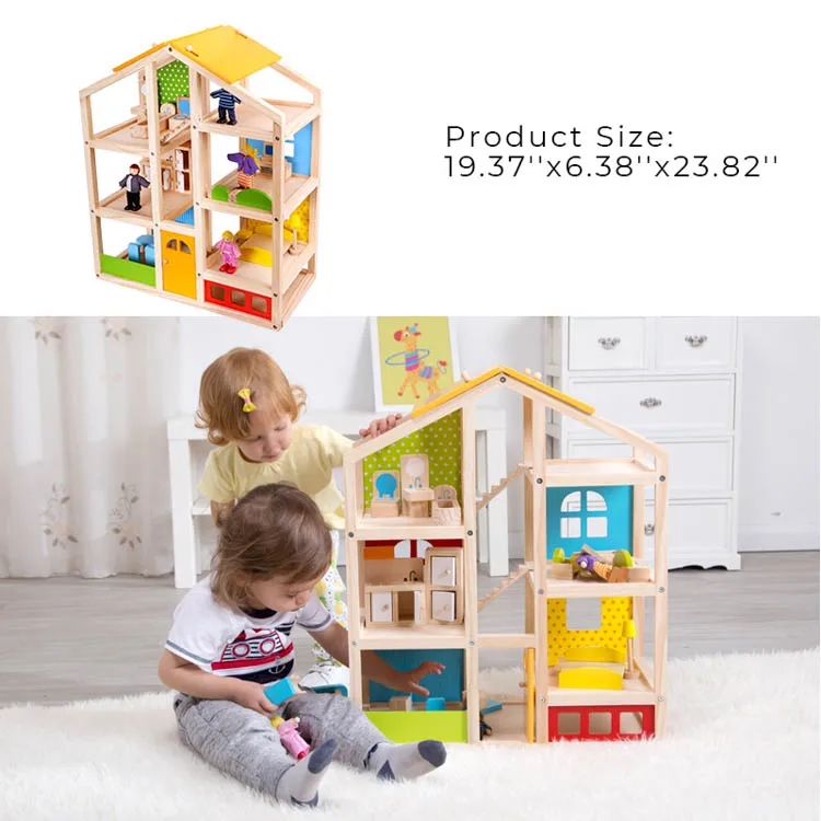 Muebles de madera para niños, casa de muñecas, cuna de juguete