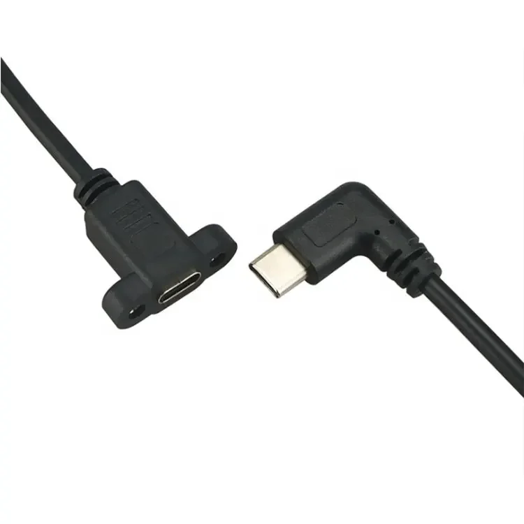 90 Degree Right Angle USB 3.1 Type C Male to Female Panel Mount Screw ...