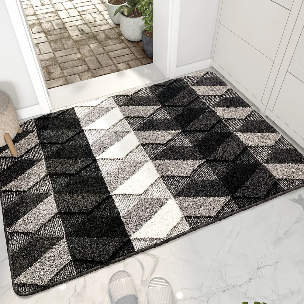 Factory price geometry tufted floor mat Microfiber shower mat polyester long pile bath mat manufacture